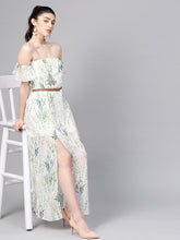 Cargar imagen en el visor de la galería, Off-White &amp; Green Floral Printed Maxi Dress