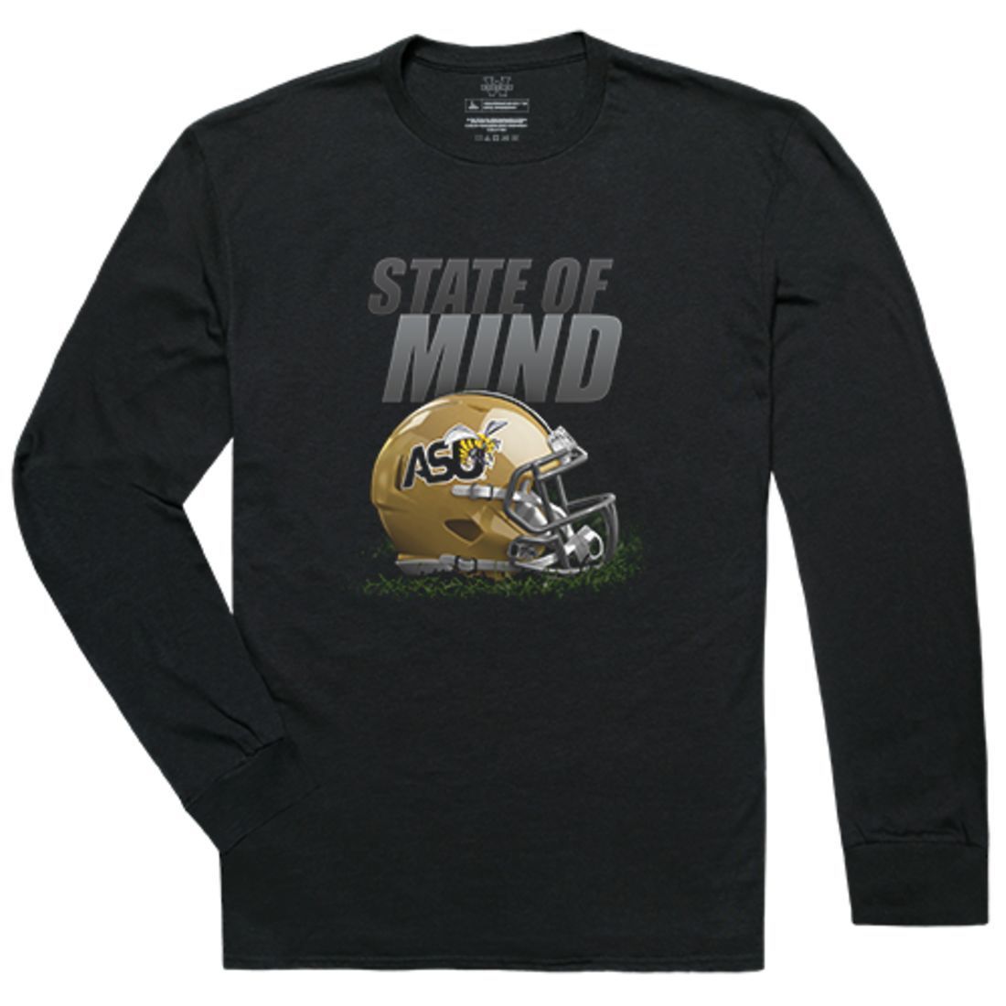 Alabama State University Hornets Football Gridiron Long Sleeve Tee T-Shirt Black