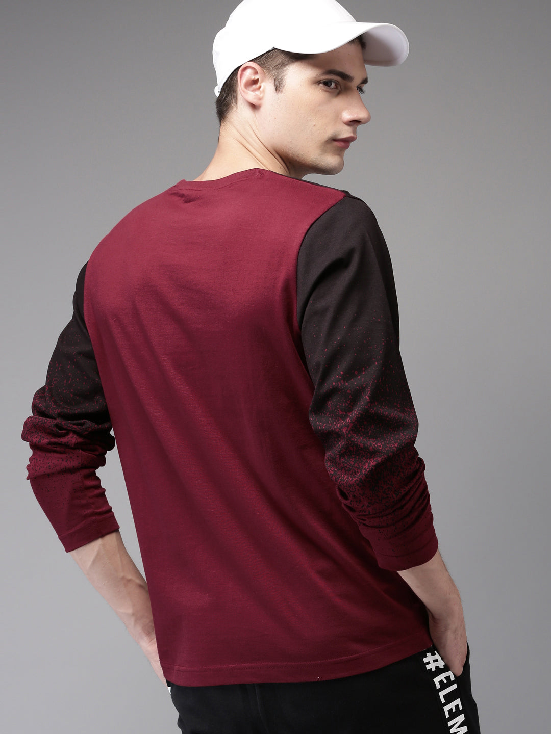 Men Maroon Printed Round Neck T-shirt